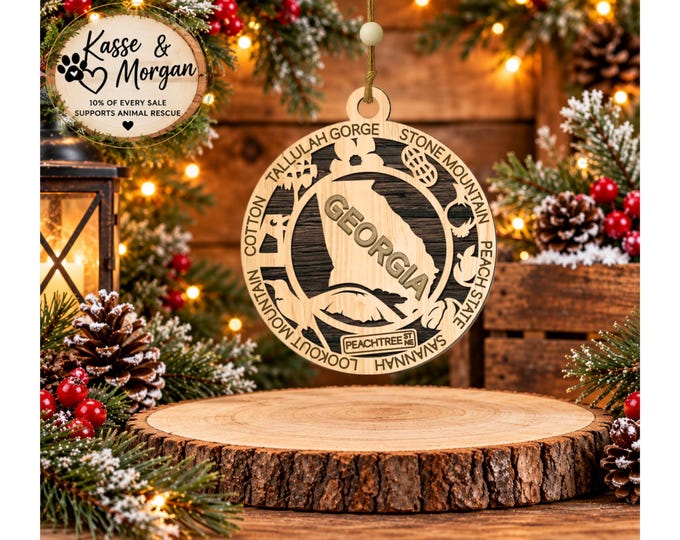 Personalized Georgia Ornament, Georgia Christmas Ornament, State Ornament, Georgia Gift, Custom Georgia Keepsake