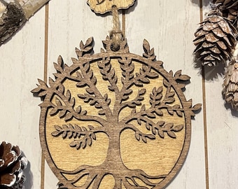Personalized Tree of Life Wood Ornament with Sentiment Card