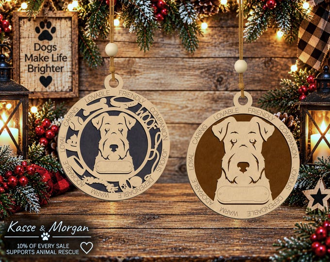 Personalized Airedale Terrier Ornament, Custom Dog Gift, Handcrafted Wood Keepsake
