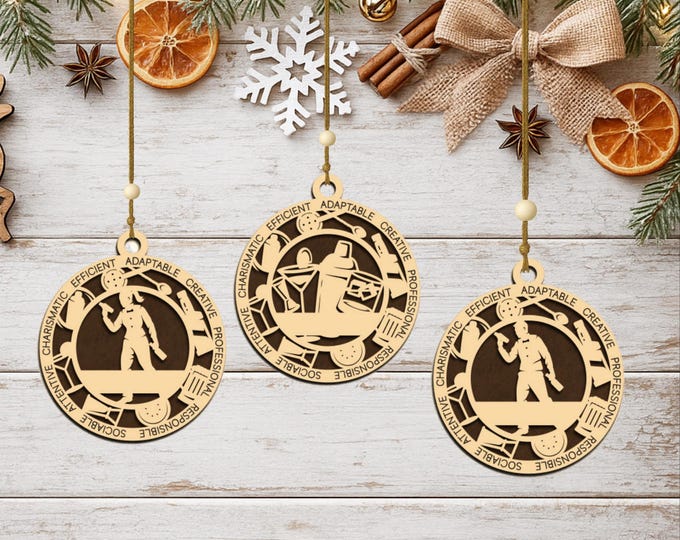 Personalized Wood Bartender Ornament, Mixologist Gift, Custom Bar Keepsake