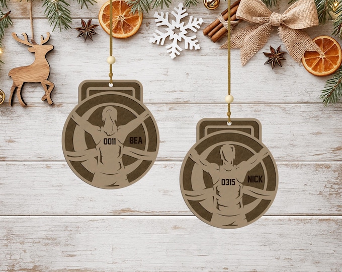 Personalized Marathon Ornament • Spotlight Runner Design • Custom Name & Race Number • Male or Female