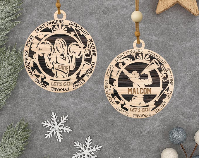 Personalized Cheerleading Ornament: Custom Name, Wooden Spirit Keepsake