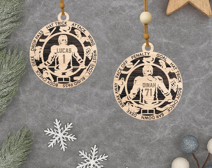 Personalized Hockey Christmas Ornament – Male & Female Player Sports Ornament
