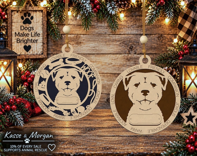 Personalized Border Terrier Ornament, Custom Wooden Dog Gift, Engraved Pet Keepsake