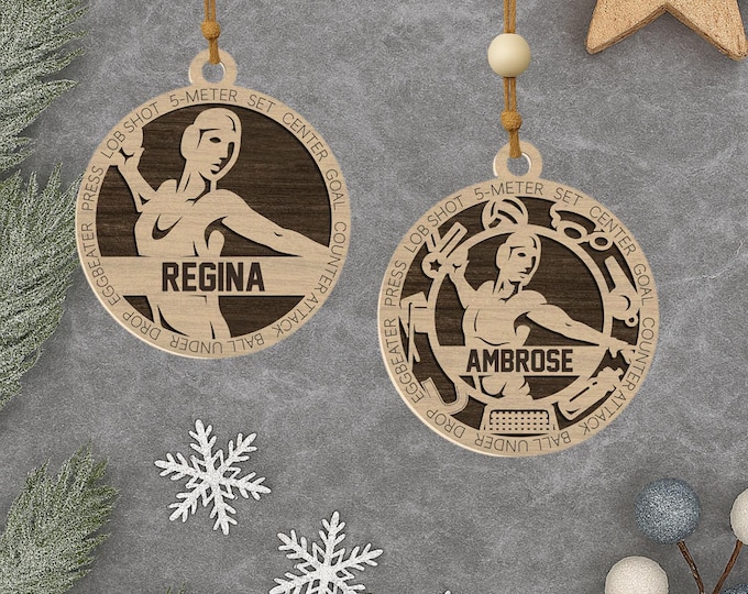 Personalized Water Polo Ornament: Laser Engraved Wood, Custom Name