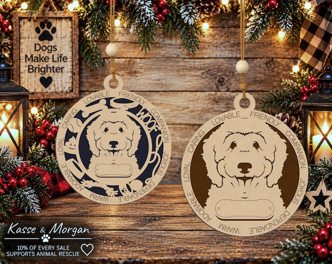 Personalized Bernedoodle Wooden Ornament, Custom Pet Christmas Gift