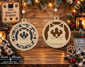 Personalized Birman Cat Ornament, Custom Wooden Pet Memorial Gift