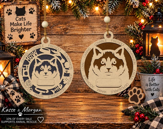 Personalized Wooden Ragdoll Cat Ornament, Custom Pet Memorial Gift