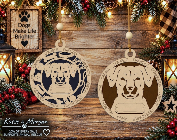 Personalized Potcake Dog Ornament, Custom Caribbean Rescue Dog Gift, Handcrafted Wooden Pet Keepsake