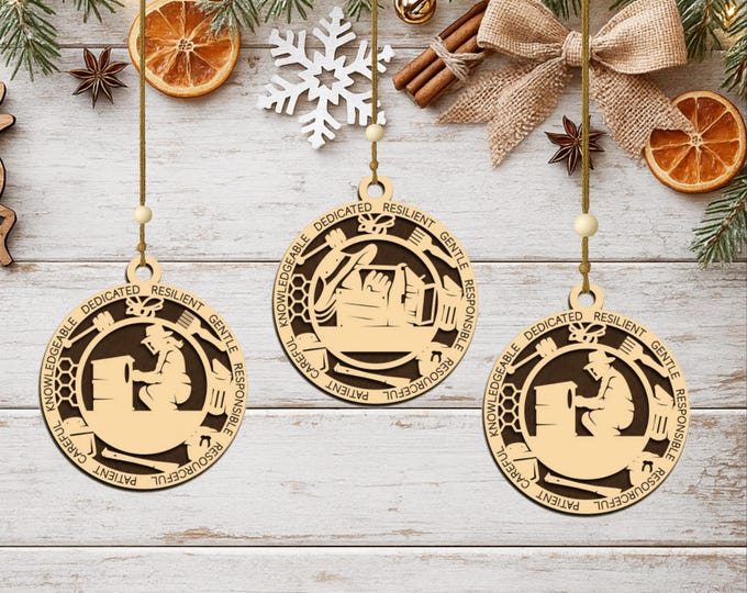 Personalized Beekeeper Ornament, Handcrafted Wood, Christmas Gift for Apiarist