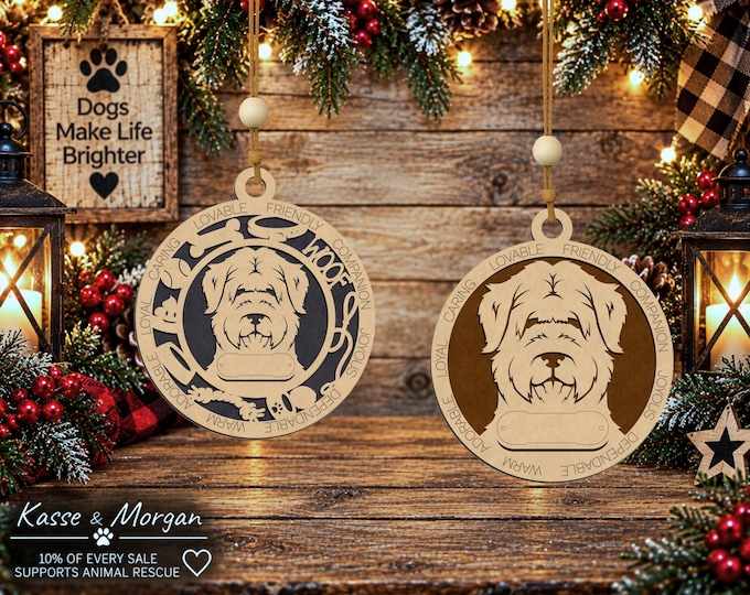 Personalized Bouvier des Flandres Wooden Ornament, Custom Belgian Cattle Dog Gift