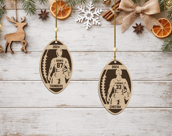 Personalized Flag Football Ornament • Spotlight Player Design • Custom Name, Number & Team • Male or Female