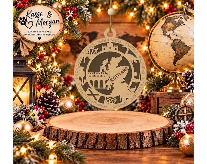 Personalized Scotland Ornament, Scotland Christmas Ornament, Scottish Gift, Scotland Keepsake, Custom Country Ornament