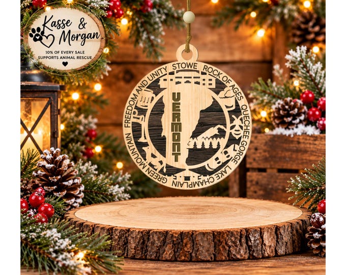 Personalized Vermont Ornament, Vermont Christmas Ornament, State Ornament, Vermont Gift, Custom Vermont Keepsake
