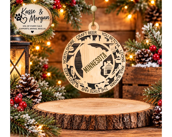 Personalized Minnesota Ornament, Minnesota Christmas Ornament, State Ornament, Minnesota Gift, Custom Minnesota Keepsake