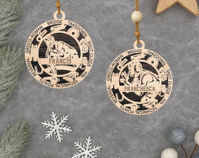 Personalized Wrestling Christmas Ornament – Male & Female Player Sports Ornament