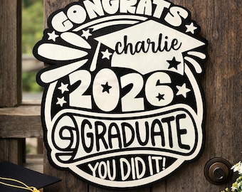 Personalized Graduation Door Sign – Custom Class Year & Name – School Color Graduate Sign