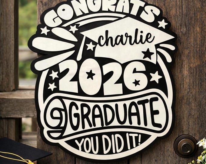Personalized Graduation Door Sign – Custom Class Year & Name – School Color Graduate Sign