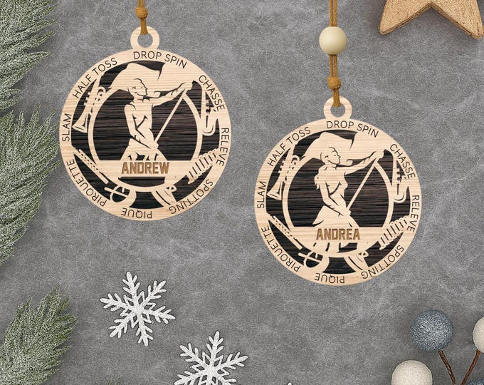 Personalized Color Guard Ornament: Laser Cut Wooden Keepsake