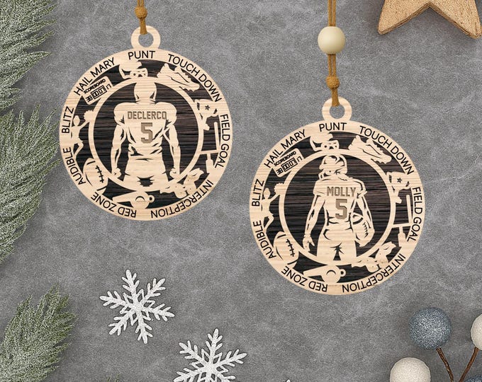 Personalized Football Christmas Ornament – Male & Female Player Sports Ornament
