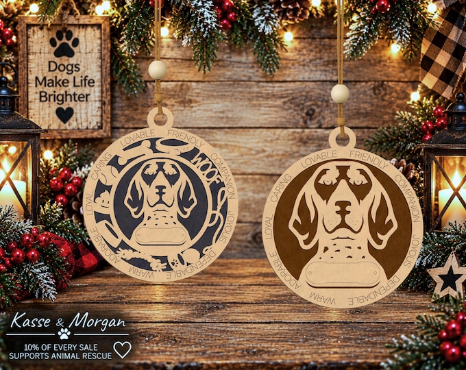 Personalized Bluetick Coonhound Wooden Ornament, Custom Dog Gift, Handcrafted Christmas Decoration