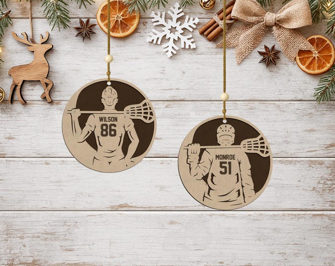 Personalized Lacrosse Ornament • Spotlight Player Design • Custom Name & Number • Male or Female
