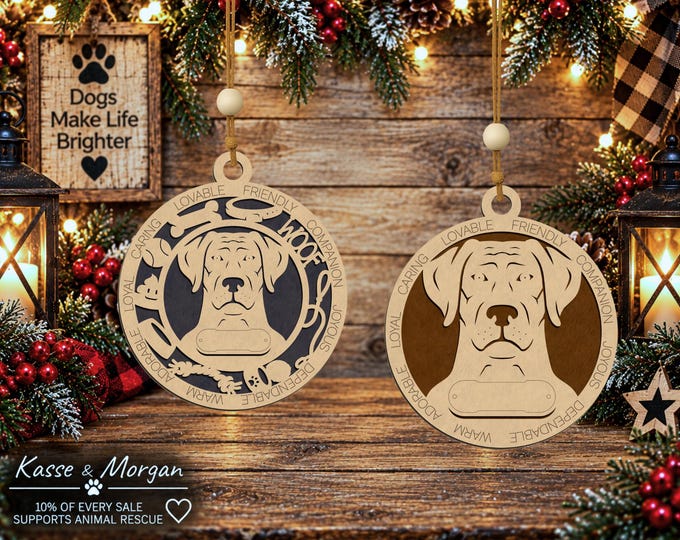 Personalized Rhodesian Ridgeback Wood Ornament, Custom Dog Gift, Handcrafted Christmas Pet Keepsake