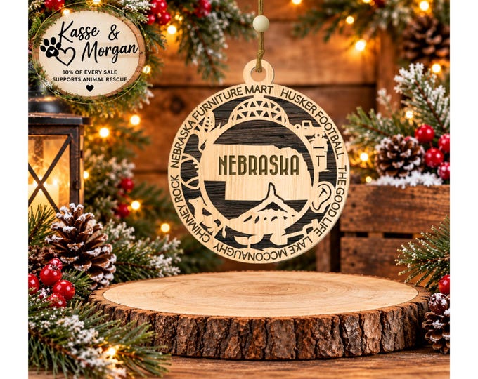 Personalized Nebraska Ornament, Nebraska Christmas Ornament, State Ornament, Nebraska Gift, Custom Nebraska Keepsake