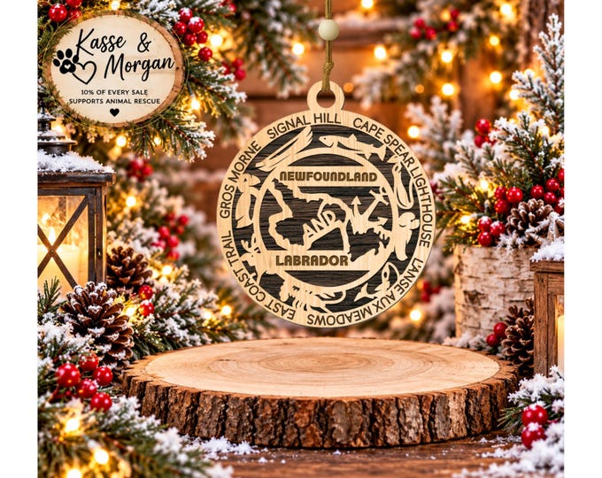 Personalized Newfoundland Ornament, Newfoundland Christmas Ornament, Canada Ornament, NL Gift, Custom Province Keepsake