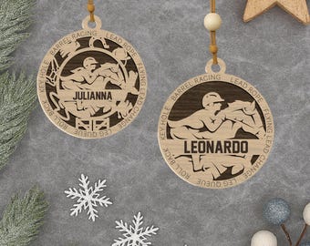 Personalized Equestrian Ornament: Laser Engraved Wood, Custom Horse Rider Gift