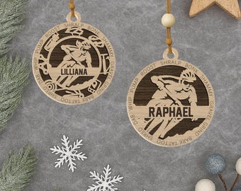 Personalized Mountain Biking Ornament: Custom Laser Engraved Cyclist Gift