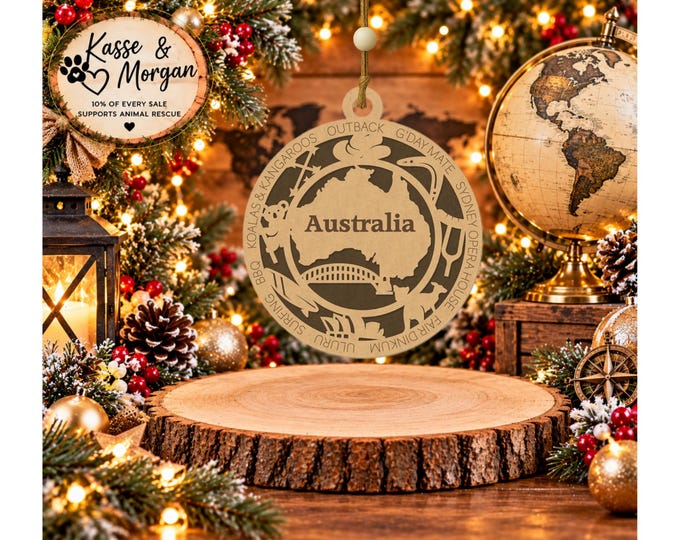 Personalized Australia Ornament, Australia Christmas Ornament, Australian Gift, Australia Keepsake, Custom Country Ornament