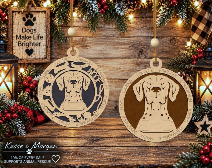 Personalized German Shorthaired Pointer Wooden Ornament, Custom GSP Dog Gift