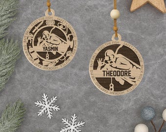 Personalized Scuba Diver Ornament: Laser Engraved Wood, Custom Name