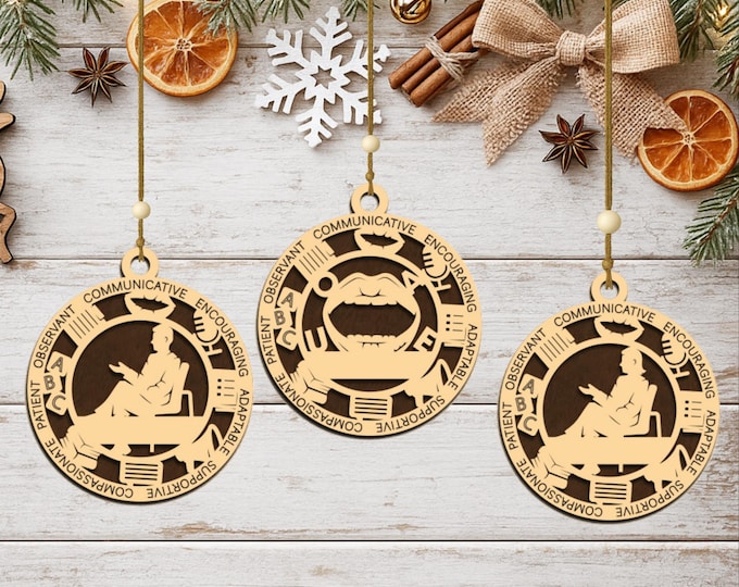 Personalized Speech Therapist Ornament, Handcrafted Wood Keepsake, SLP Gift
