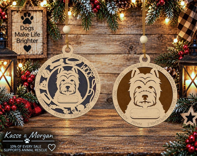 Personalized West Highland White Terrier Ornament, Custom Engraved Wood Dog Gift
