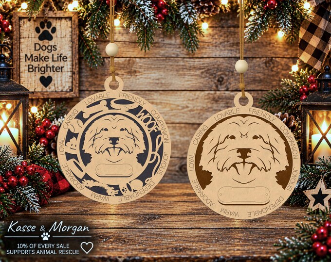 Personalized Australian Labradoodle Wooden Ornament, Custom Doodle Christmas Gift