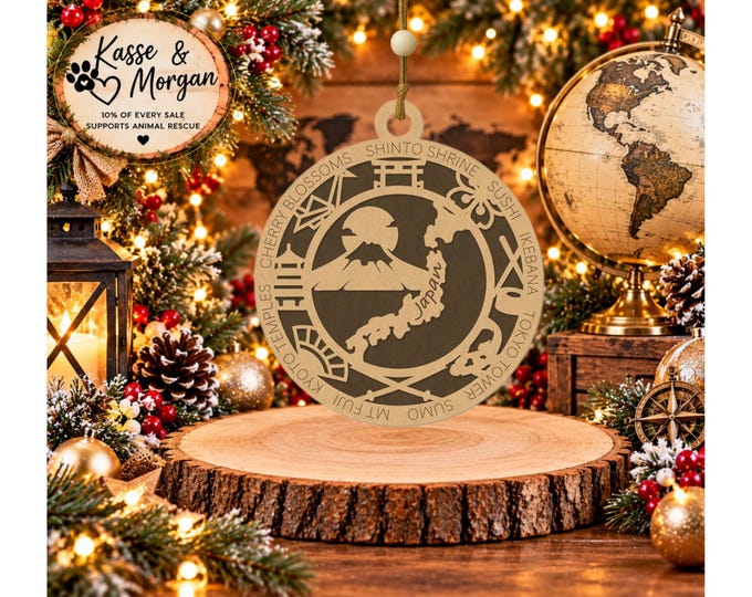 Personalized Japan Ornament, Japan Christmas Ornament, Japanese Gift, Japan Keepsake, Custom Country Ornament