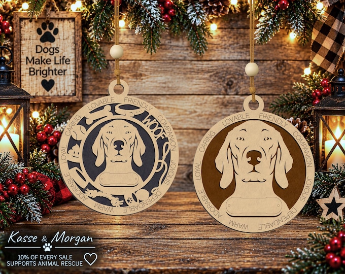 Personalized Wooden Vizsla Ornament, Custom Engraved Dog Gift, Handcrafted Christmas Decoration
