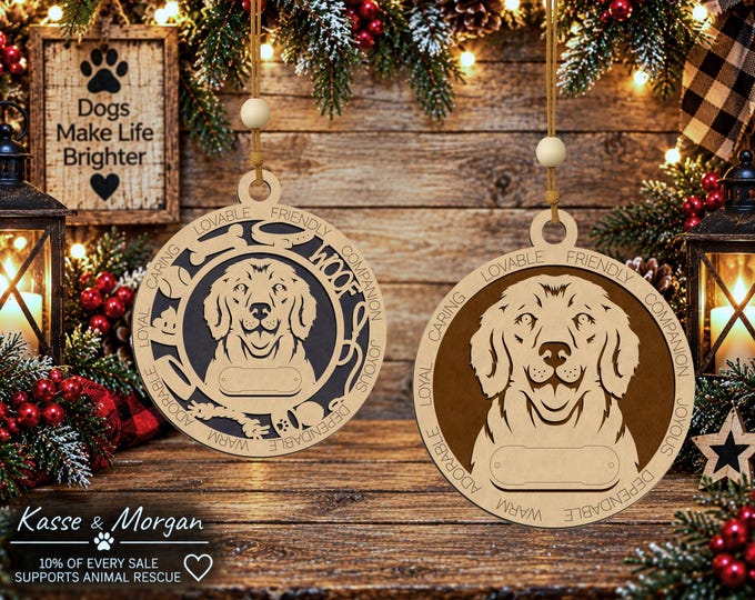 Personalized Golden Retriever Wooden Ornament, Custom Pet Christmas Gift