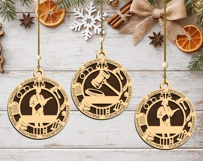 Personalized Lawyer Ornament, Handcrafted Wood Keepsake, Legal Career Gift