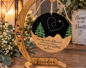 Personalized Memorial Ornament & Stand, In Memory of Loved One Gift, Sympathy Bereavement Gift, Remembrance Keepsake, Memorial Decor