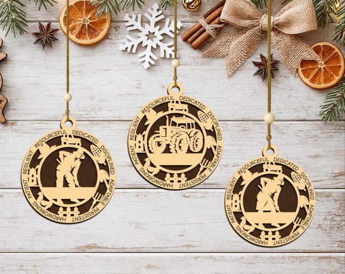 Personalized Wood Farmer Ornament, Custom Farming Keepsake, Handcrafted Christmas Gift
