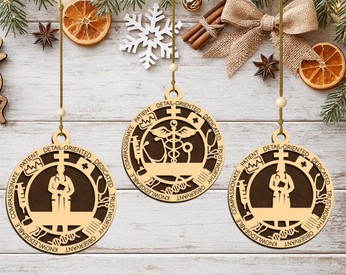 Personalized Doctor Ornament, Handcrafted Wood Physician Keepsake, Medical School Graduation Gift