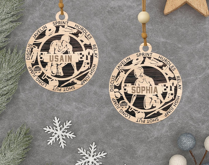 Personalized Track and Field Christmas Ornament – Male & Female Player Sports Ornament