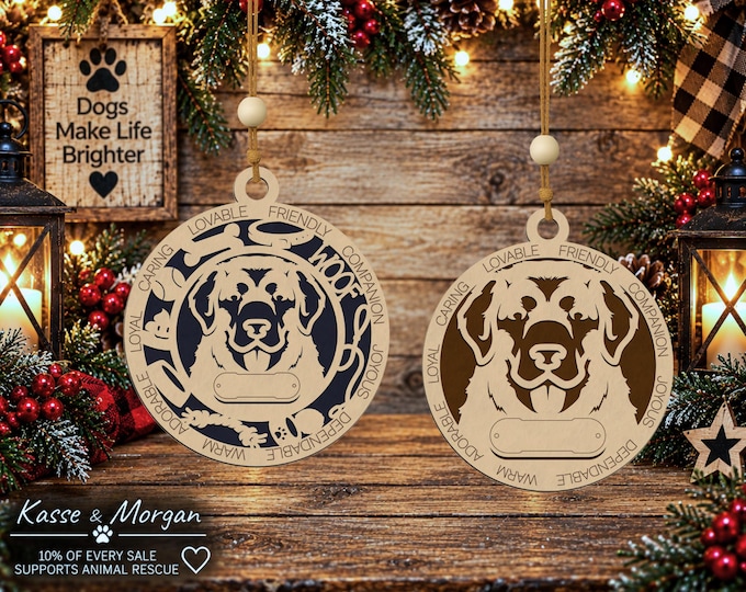 Personalized Leonberger Dog Ornament, Custom Wooden Christmas Gift