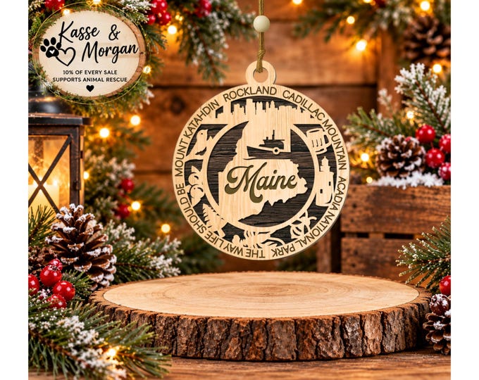 Personalized Maine Ornament, Maine Christmas Ornament, State Ornament, Maine Gift, Custom Maine Keepsake