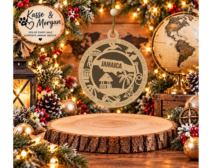Personalized Jamaica Ornament, Jamaica Christmas Ornament, Jamaican Gift, Jamaica Keepsake, Custom Country Ornament