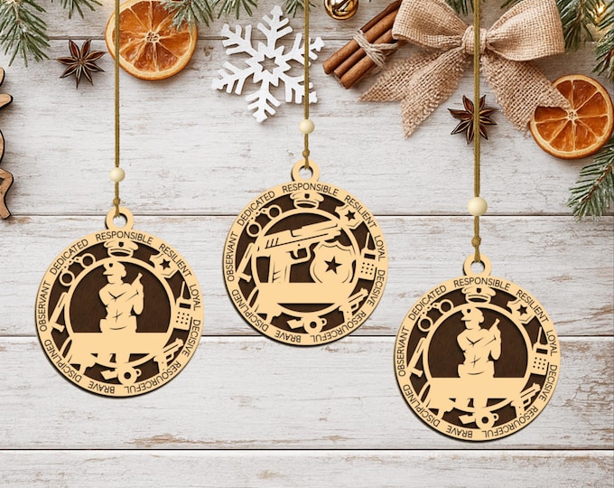 Personalized Police Officer Ornament, Handcrafted Wood Keepsake, Law Enforcement Gift