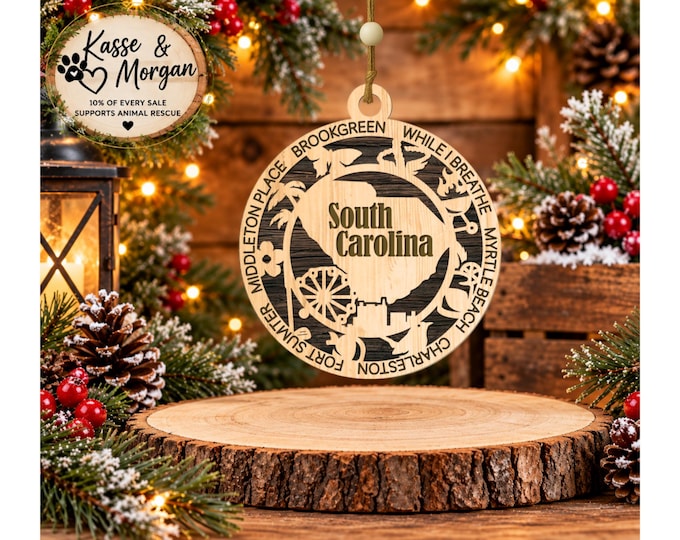 Personalized South Carolina Ornament, South Carolina Christmas Ornament, State Ornament, SC Gift, Custom State Keepsake
